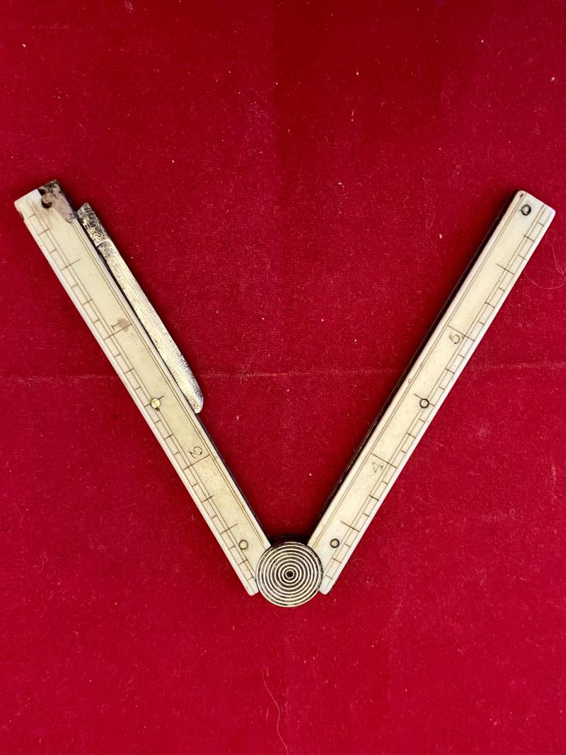Rare Antique George Ibberson Quill Cutter & Folding 6” Ruler c1820