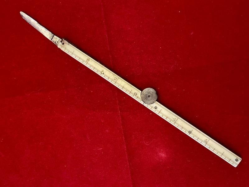 Rare Antique George Ibberson Quill Cutter & Folding 6” Ruler c1820