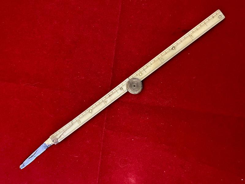 Rare Antique George Ibberson Quill Cutter & Folding 6” Ruler c1820