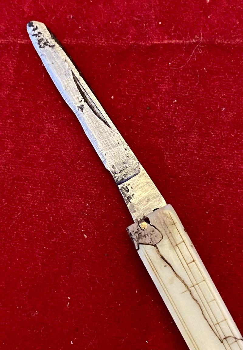 Rare Antique George Ibberson Quill Cutter & Folding 6” Ruler c1820