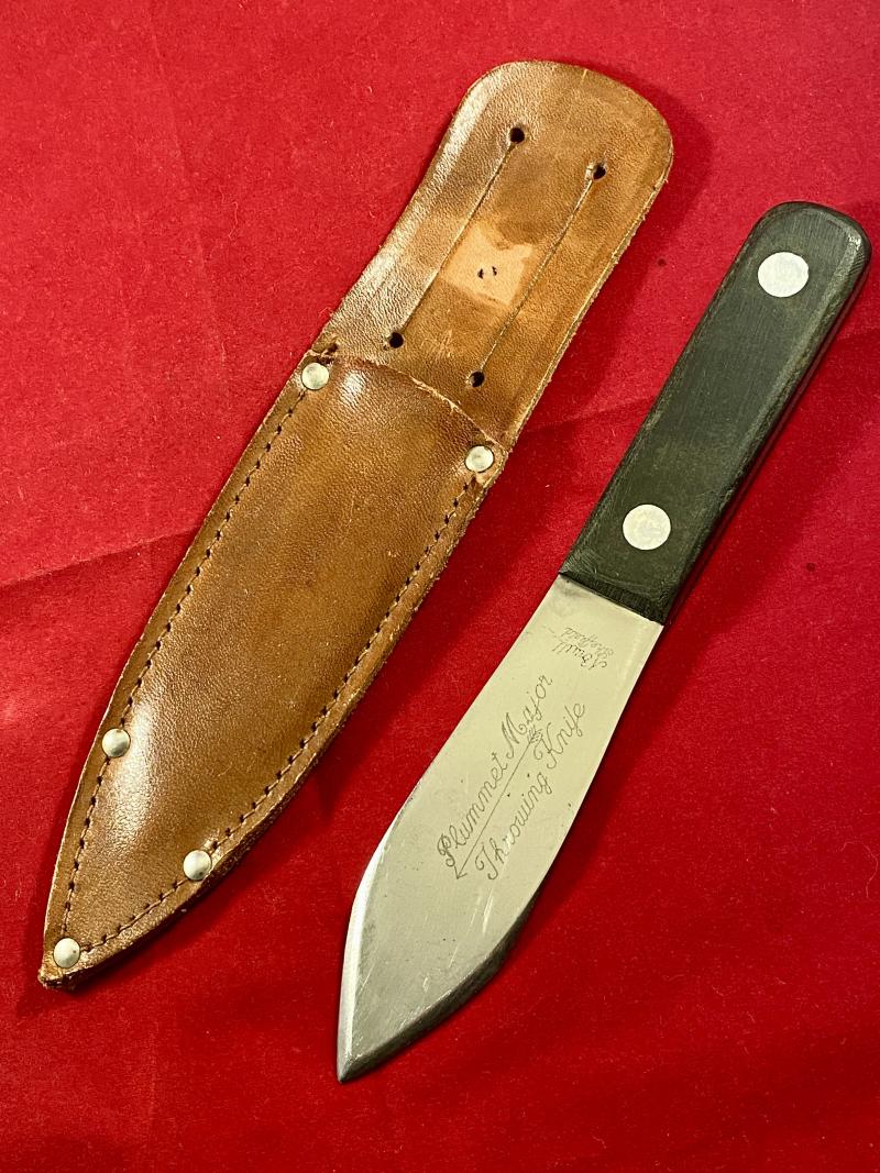 Vintage Plummet Major Throwing Knife by J. Nowill and Sons Sheffield with Leather Sheath