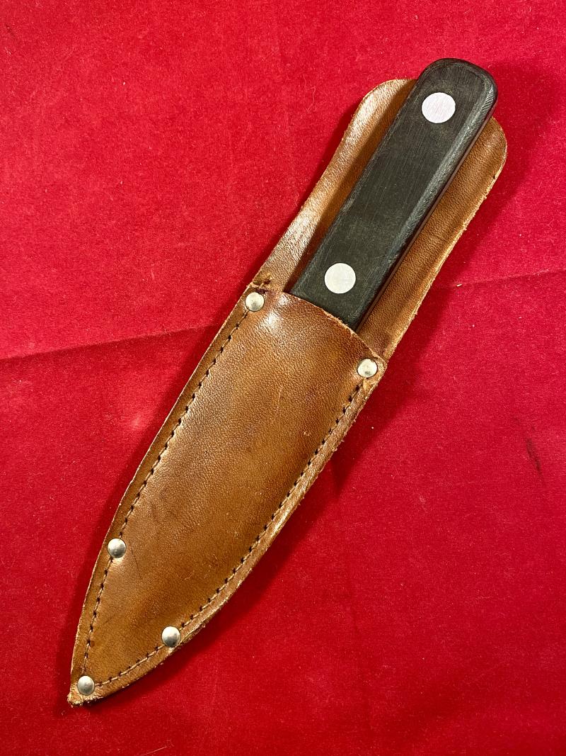 Vintage Plummet Major Throwing Knife by J. Nowill and Sons Sheffield with Leather Sheath