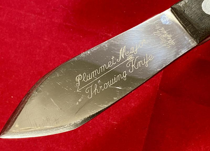 Vintage Plummet Major Throwing Knife by J. Nowill and Sons Sheffield with Leather Sheath