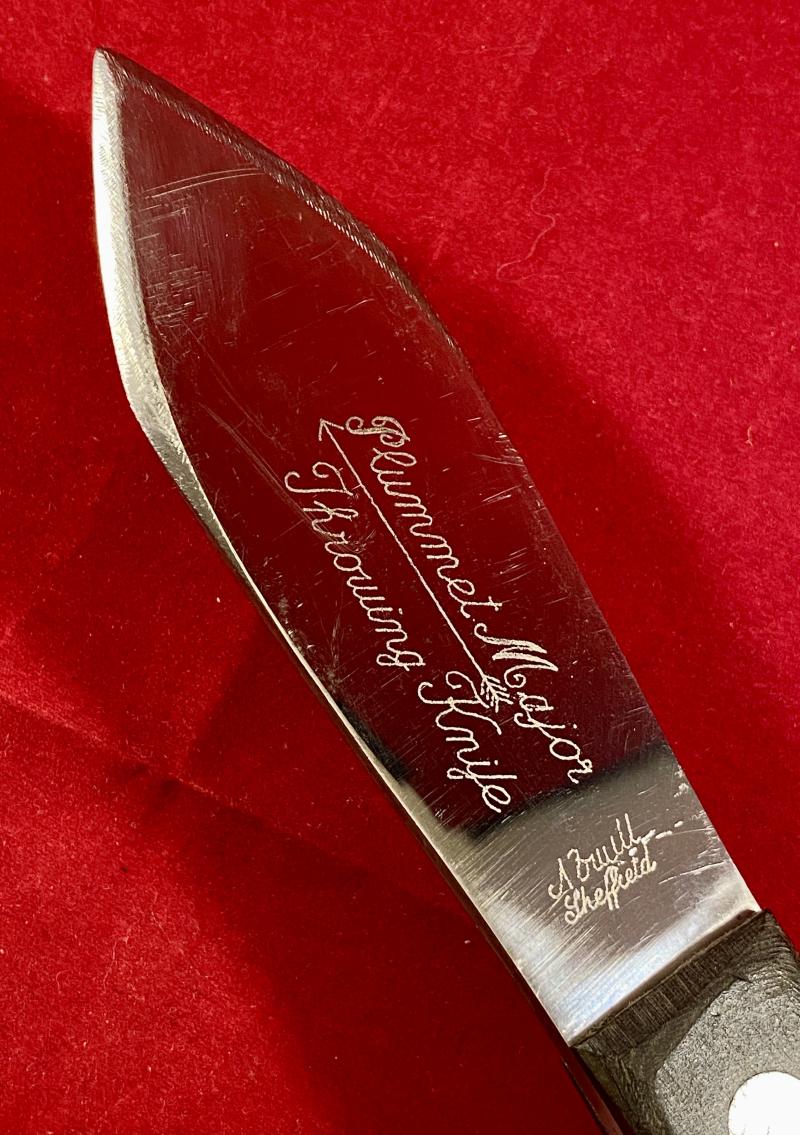 Vintage Plummet Major Throwing Knife by J. Nowill and Sons Sheffield with Leather Sheath