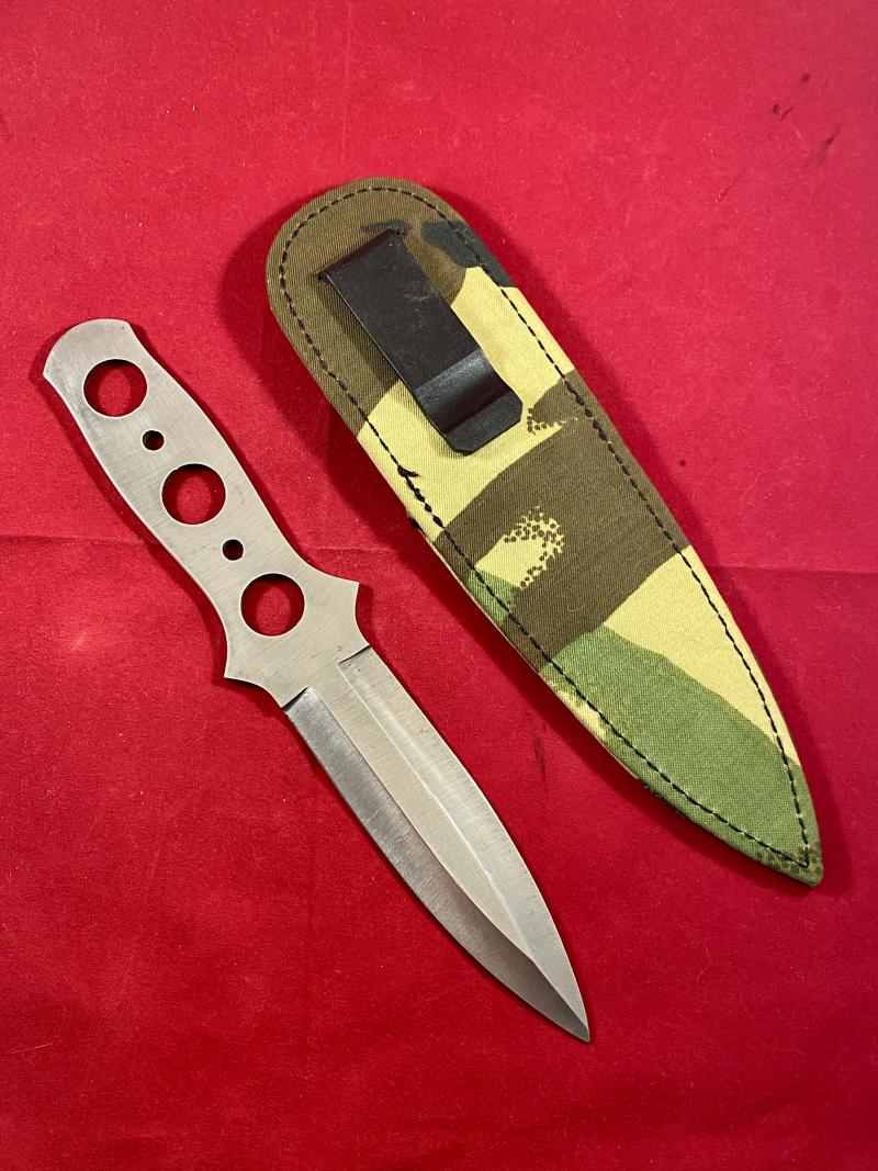 Vintage Throwing Knife by Andujar of Spain with a Camouflage Sheath