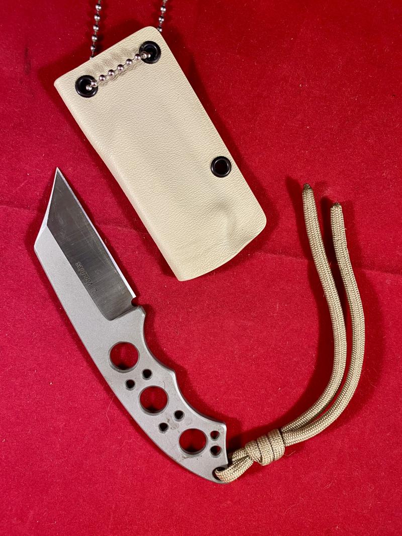 Custom made Tactical Neck Knife by Les Voorhies with Kydex Sheath and Neck Chain