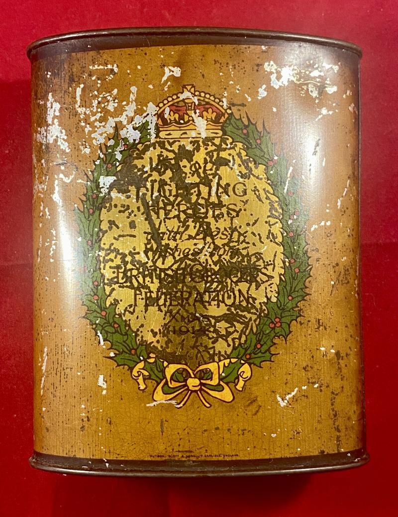 Rare WW1 British Grocers Federation Christmas 1914 George V Sweet Tin