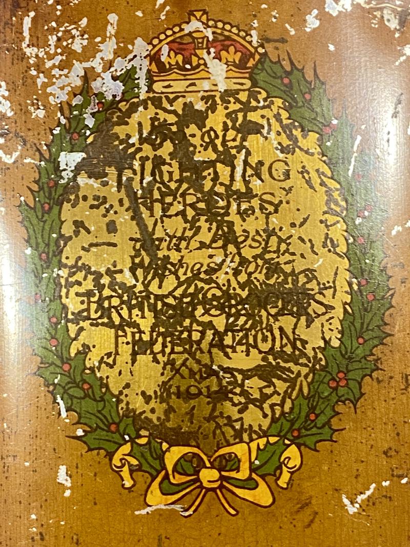 Rare WW1 British Grocers Federation Christmas 1914 George V Sweet Tin