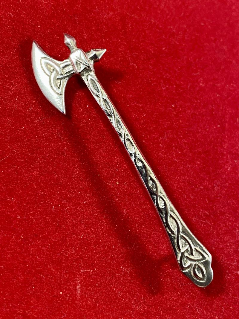 Scottish Silver Hallmarked Axe Shaped Kilt Pin/Brooch by Robert Allison of Glasgow - 1955