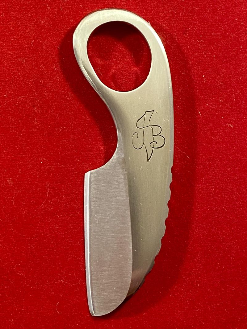 Small Custom made Polished Steel Tactical Neck Knife Maker Marked JB