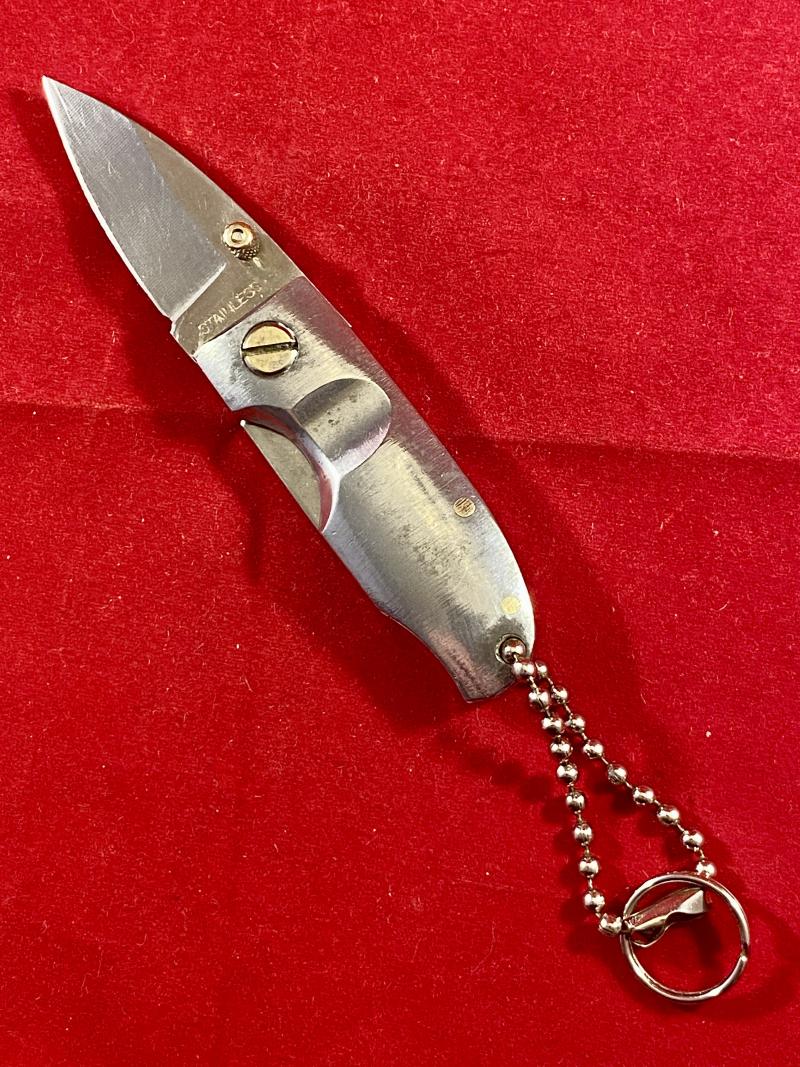 Small Polished Steel Folding Keyring Utility Knife