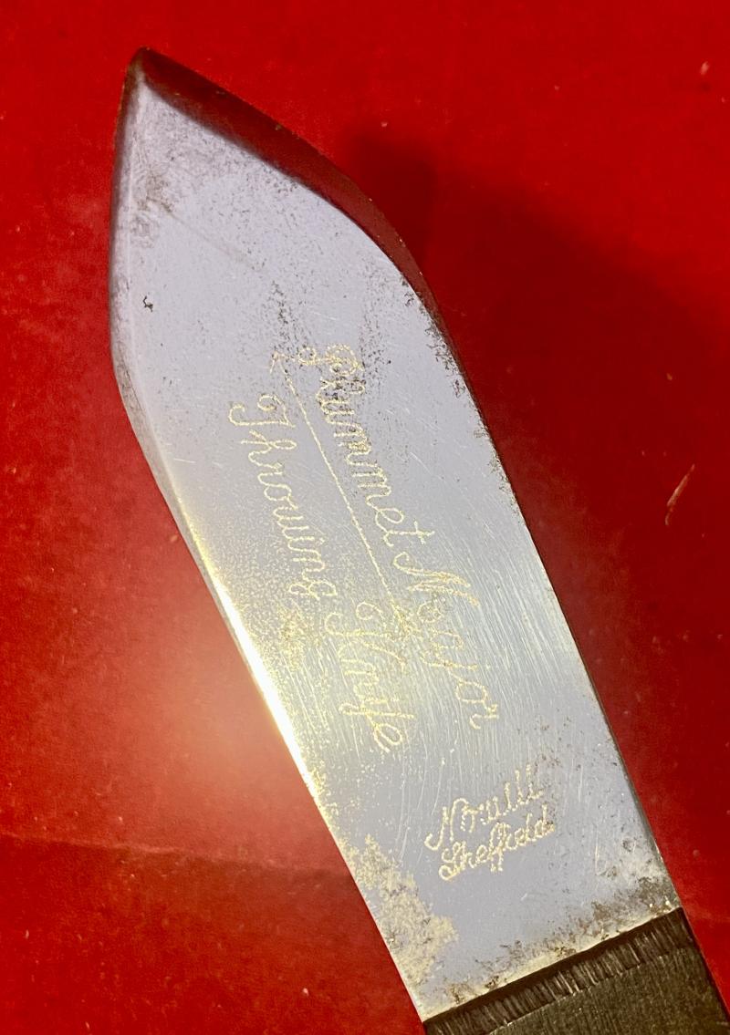 Vintage Plummet Major Throwing Knife by J. Nowill and Sons Sheffield with Leather Sheath
