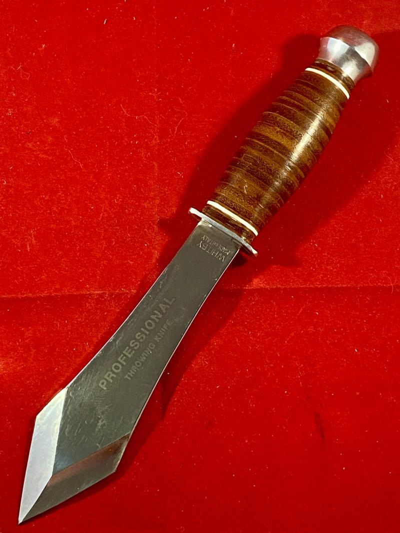 Impressive Vintage Italian WHITBY Professional Throwing Knife with Leather Sheath