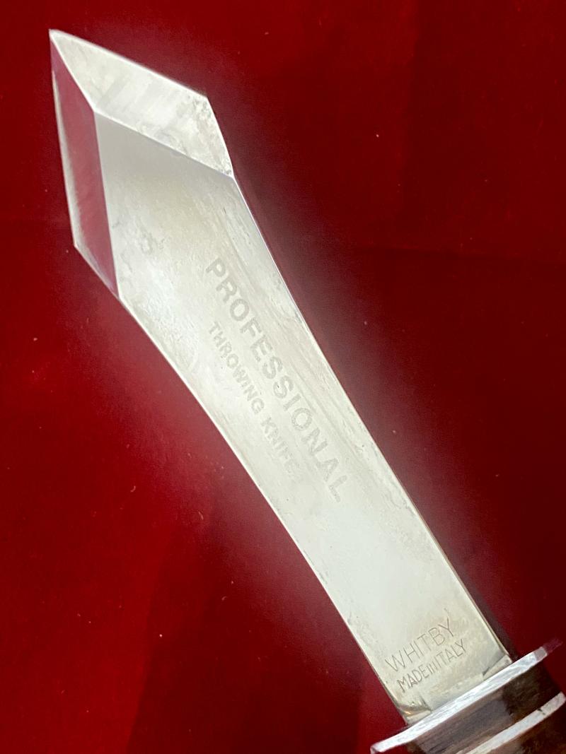 Impressive Vintage Italian WHITBY Professional Throwing Knife with Leather Sheath