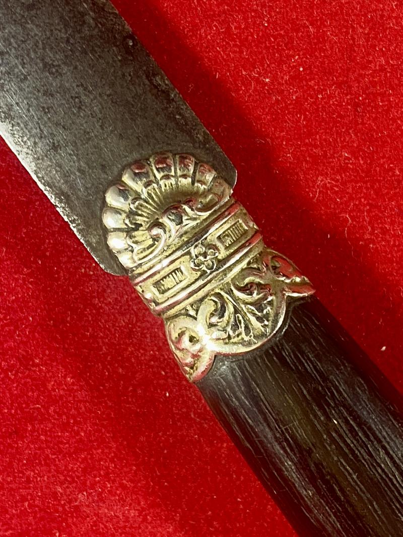 Fine Antique French Letter Opener with Ornate Silver Bolster and Ebony Handle by E. Page & Co. of Lyon c1900