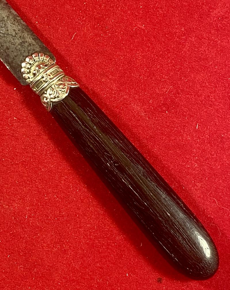 Fine Antique French Letter Opener with Ornate Silver Bolster and Ebony Handle by E. Page & Co. of Lyon c1900