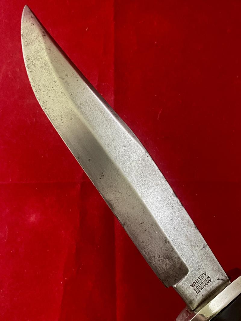 Unusual 7” Bowie Bladed Knife with WW2 German SS/SA Dagger Style Grip by WHITBY Solingen Germany c1960