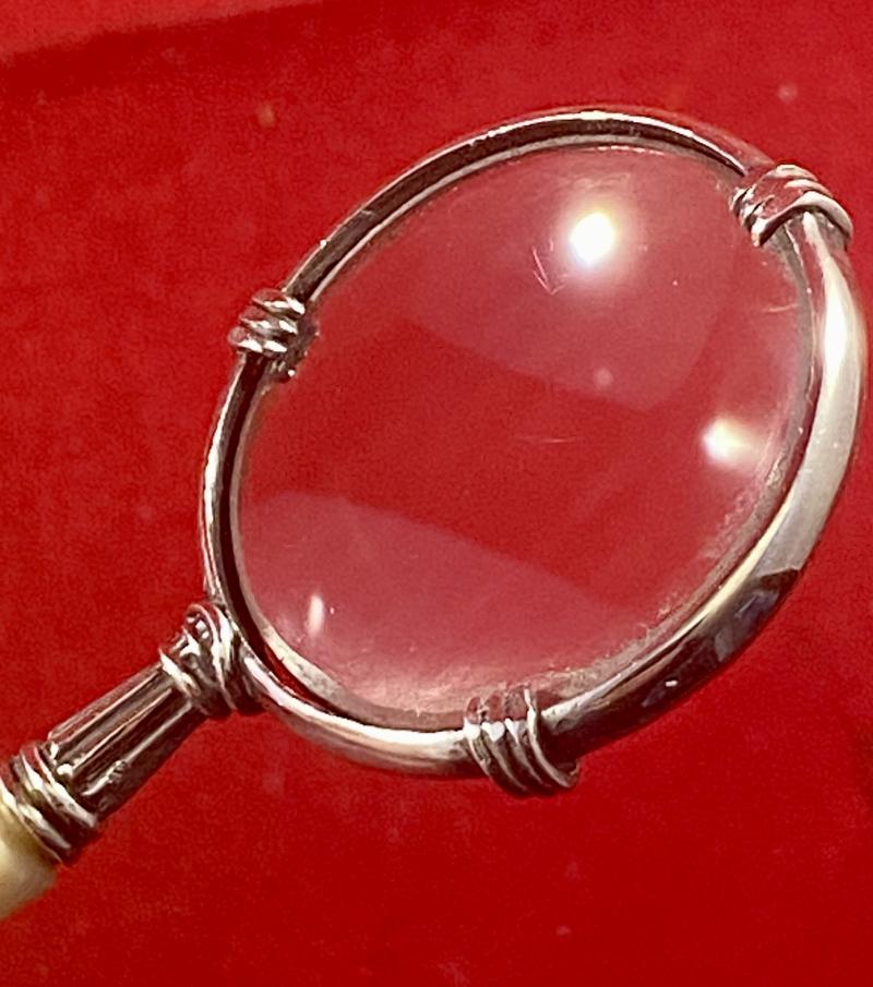 Beautiful Antique Miniature Silver and Bone Magnifying Glass with London Import Mark c1920