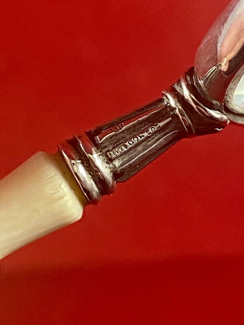 Beautiful Antique Miniature Silver and Bone Magnifying Glass with London Import Mark c1920