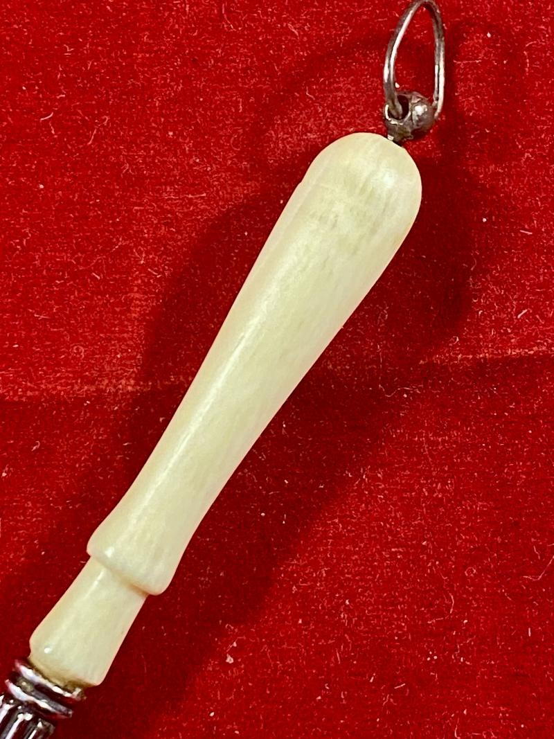 Beautiful Antique Miniature Silver and Bone Magnifying Glass with London Import Mark c1920