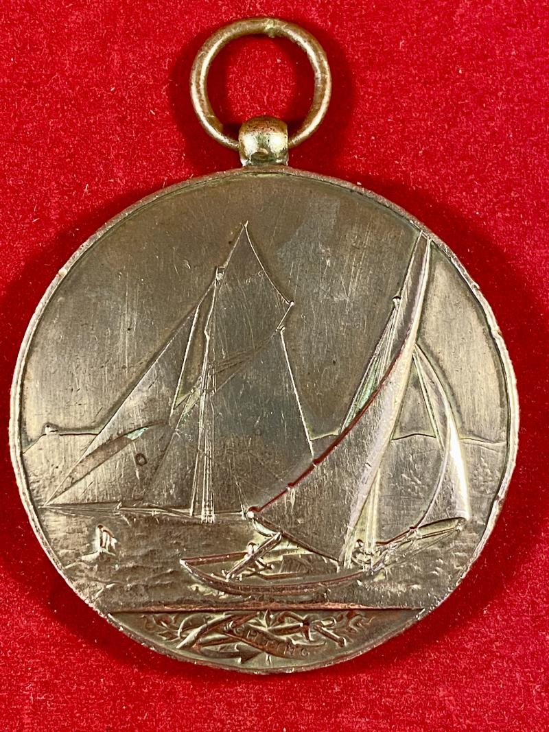 Large Antique French Bronze Yachting L’ UNION Nautical Club Medal to W. KENT a Crew Member 1890