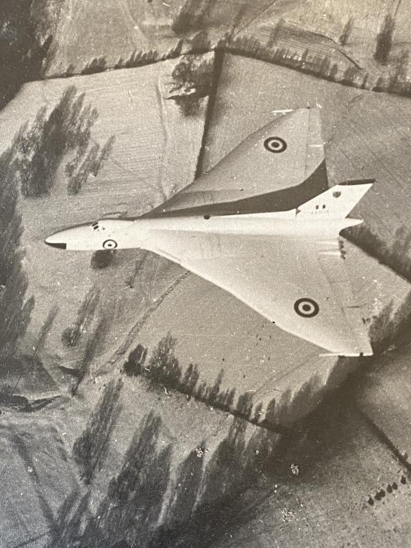 14” x 12.5” Photo on Card of RAF V- Force - Vulcan Victor and Valiant Bombers in Flight c1955