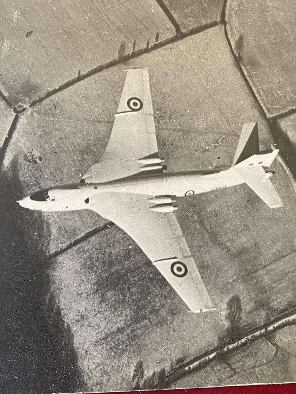 14” x 12.5” Photo on Card of RAF V- Force - Vulcan Victor and Valiant Bombers in Flight c1955