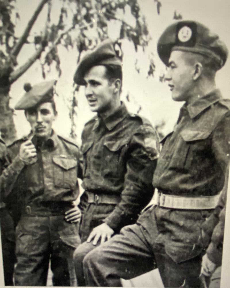 WW2 48th Canadian Highlanders Cap Badge with Tartan Backing Mounted on a Wooden Plaque – “B” Company 1941 with Extra Tartan Patch