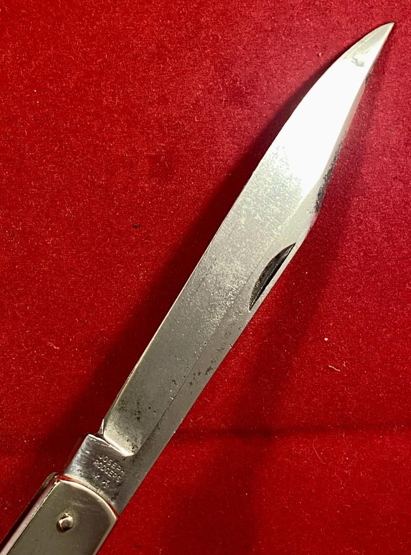 Rare Model P. 435 'Sport' Knife with Nickel Silver Grip and Locking Clip Point Blade by Joseph Rodgers & Sons c1880