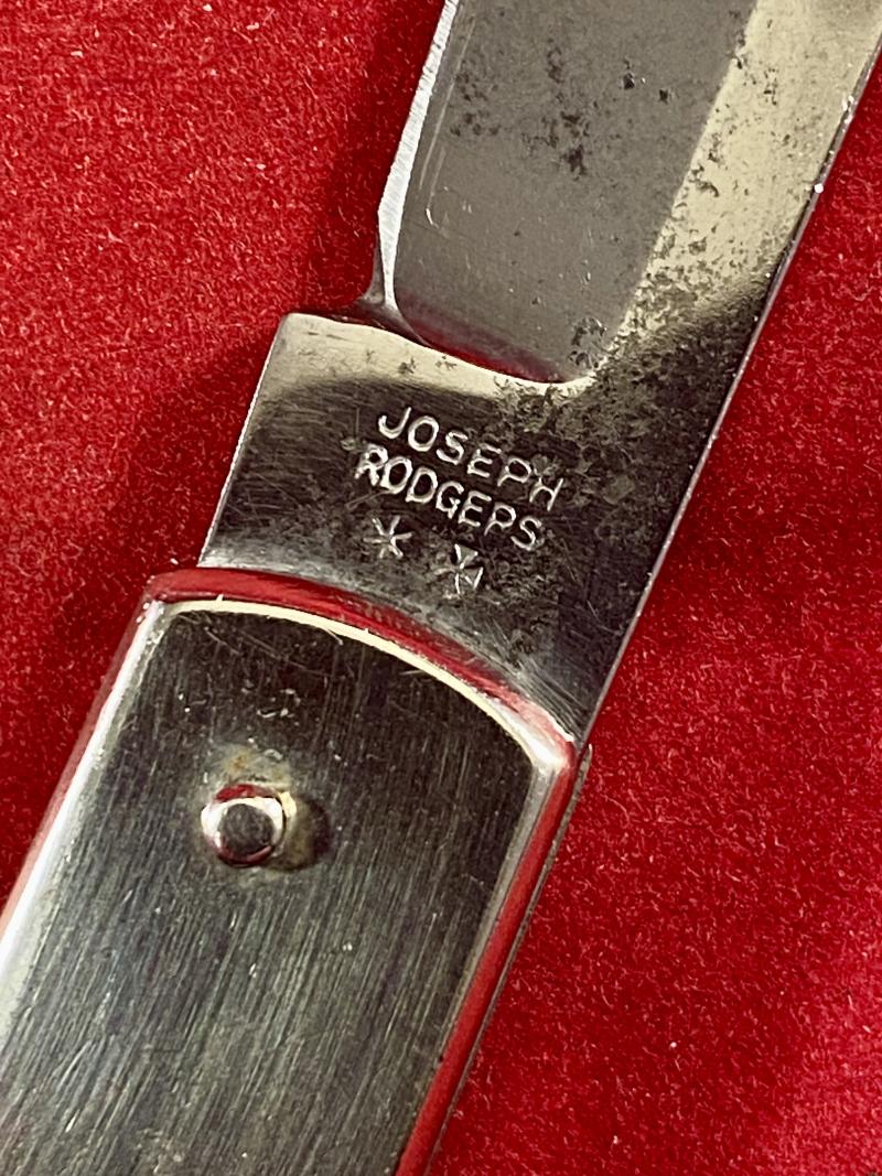 Rare Model P. 435 'Sport' Knife with Nickel Silver Grip and Locking Clip Point Blade by Joseph Rodgers & Sons c1880