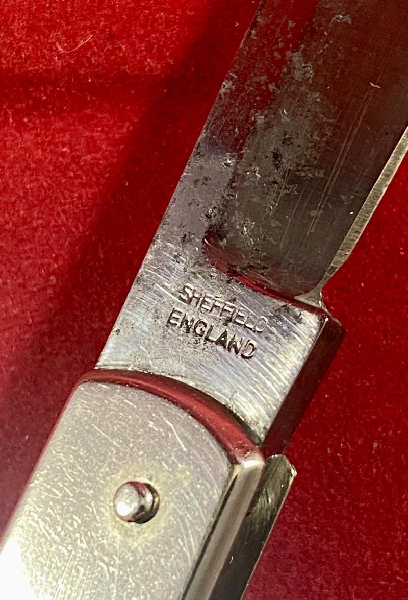 Rare Model P. 435 'Sport' Knife with Nickel Silver Grip and Locking Clip Point Blade by Joseph Rodgers & Sons c1880