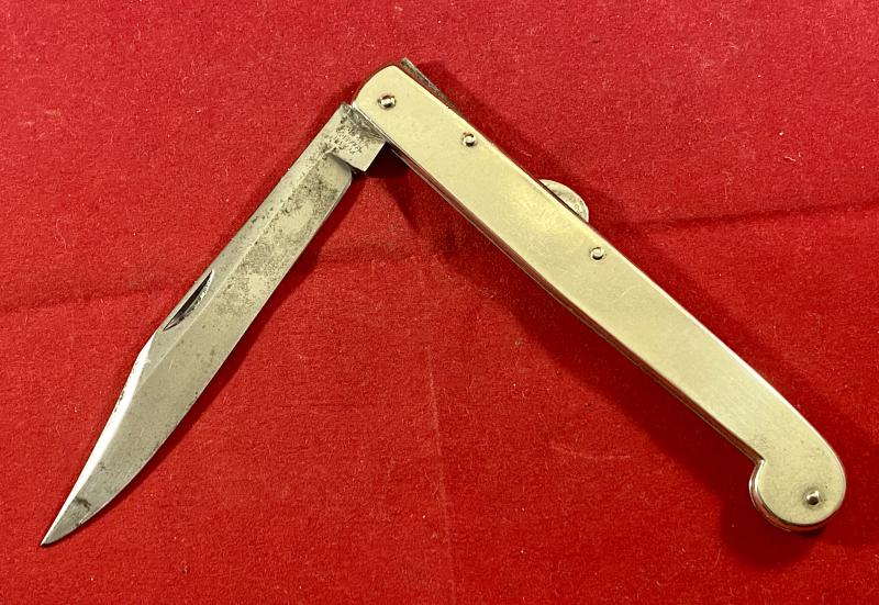 Rare Model P. 435 'Sport' Knife with Nickel Silver Grip and Locking Clip Point Blade by Joseph Rodgers & Sons c1880