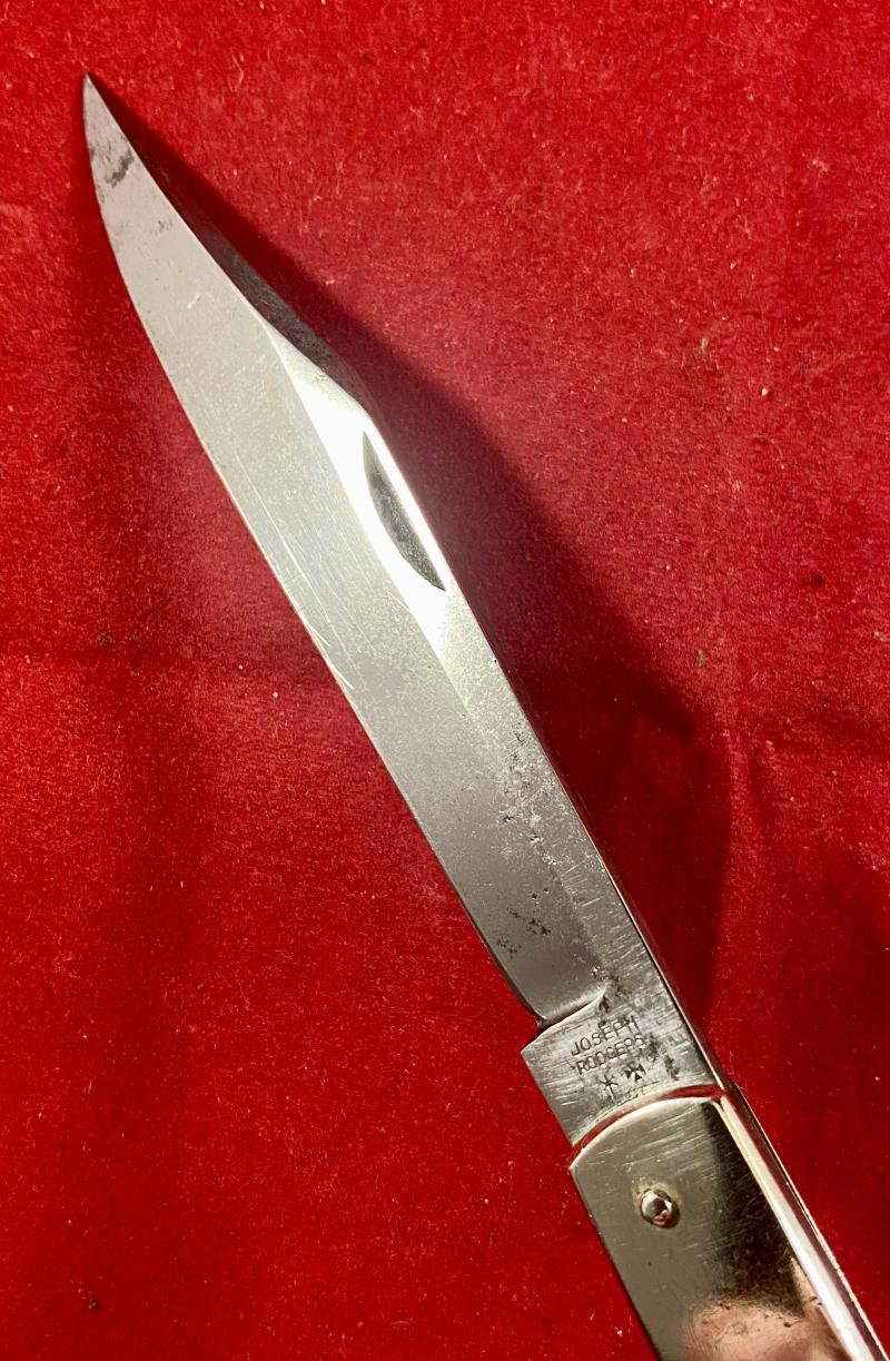 Rare Model P. 435 'Sport' Knife with Nickel Silver Grip and Locking Clip Point Blade by Joseph Rodgers & Sons c1880