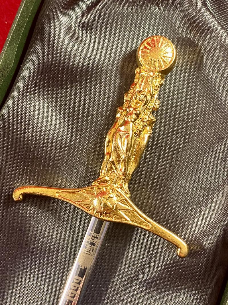 Rare Dual Commemorative “Wilkinson Sword Ltd. Cramlington 1963-1999” and “WORLD PEACE FOR THE THIRD MILLENNIUM” Miniature Sword by Wilkinson Sword – Mint in Box