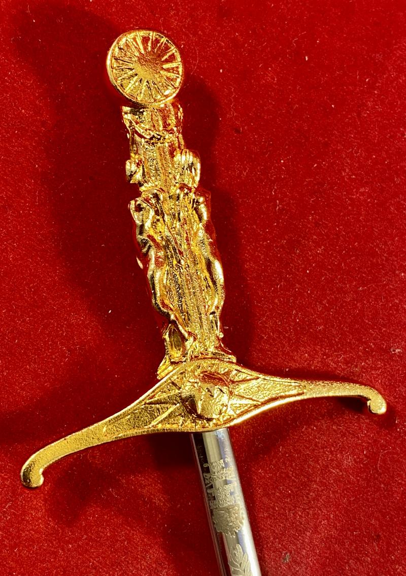 Rare Dual Commemorative “Wilkinson Sword Ltd. Cramlington 1963-1999” and “WORLD PEACE FOR THE THIRD MILLENNIUM” Miniature Sword by Wilkinson Sword – Mint in Box