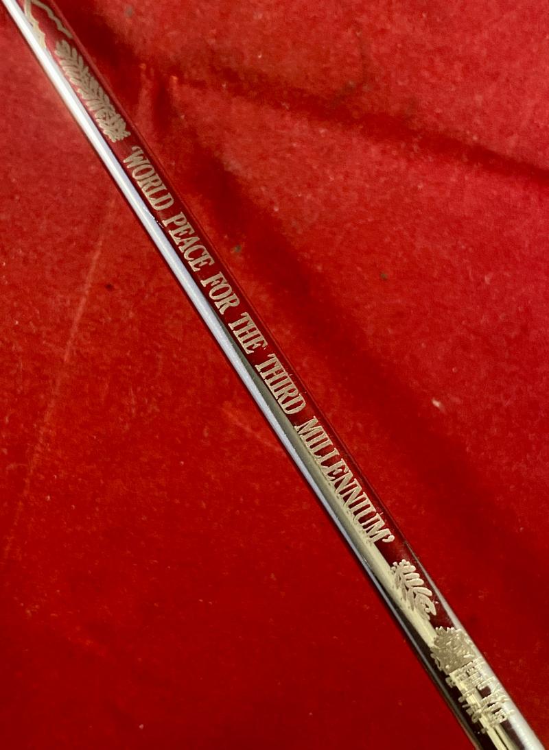 Rare Dual Commemorative “Wilkinson Sword Ltd. Cramlington 1963-1999” and “WORLD PEACE FOR THE THIRD MILLENNIUM” Miniature Sword by Wilkinson Sword – Mint in Box