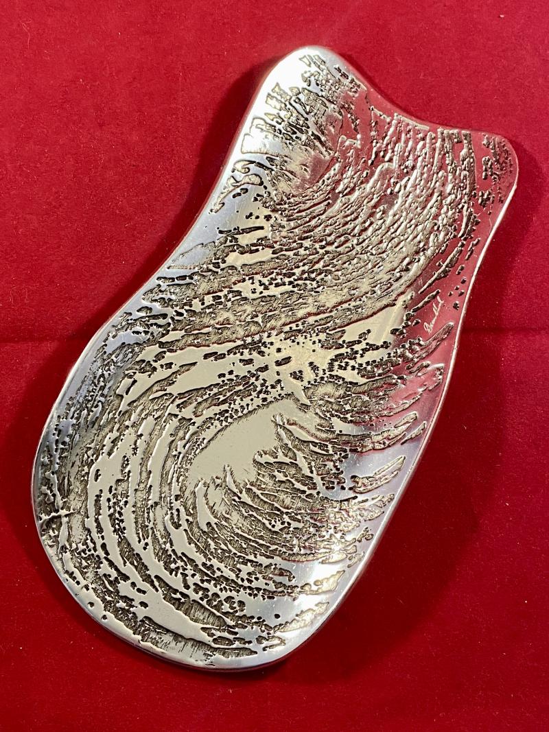 Vintage Signed Don Sheil Handmade Aluminium Spoon Rest with a Flowing Wave Pattern
