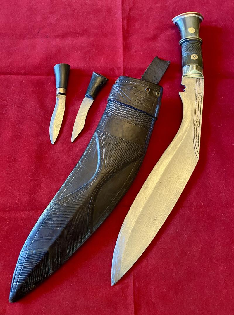 Fine WW2 “Bring Back” Burma Kukri Knife with Carved Horn Grip c1945