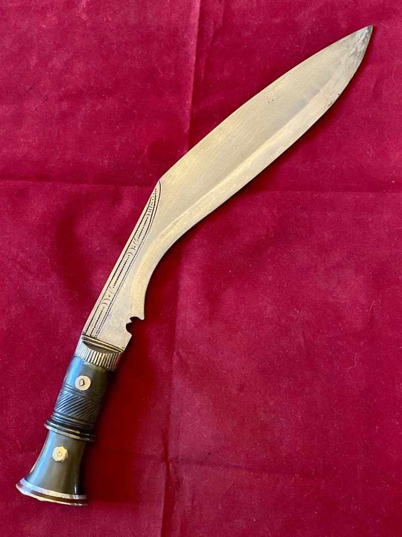 Fine WW2 “Bring Back” Burma Kukri Knife with Carved Horn Grip c1945