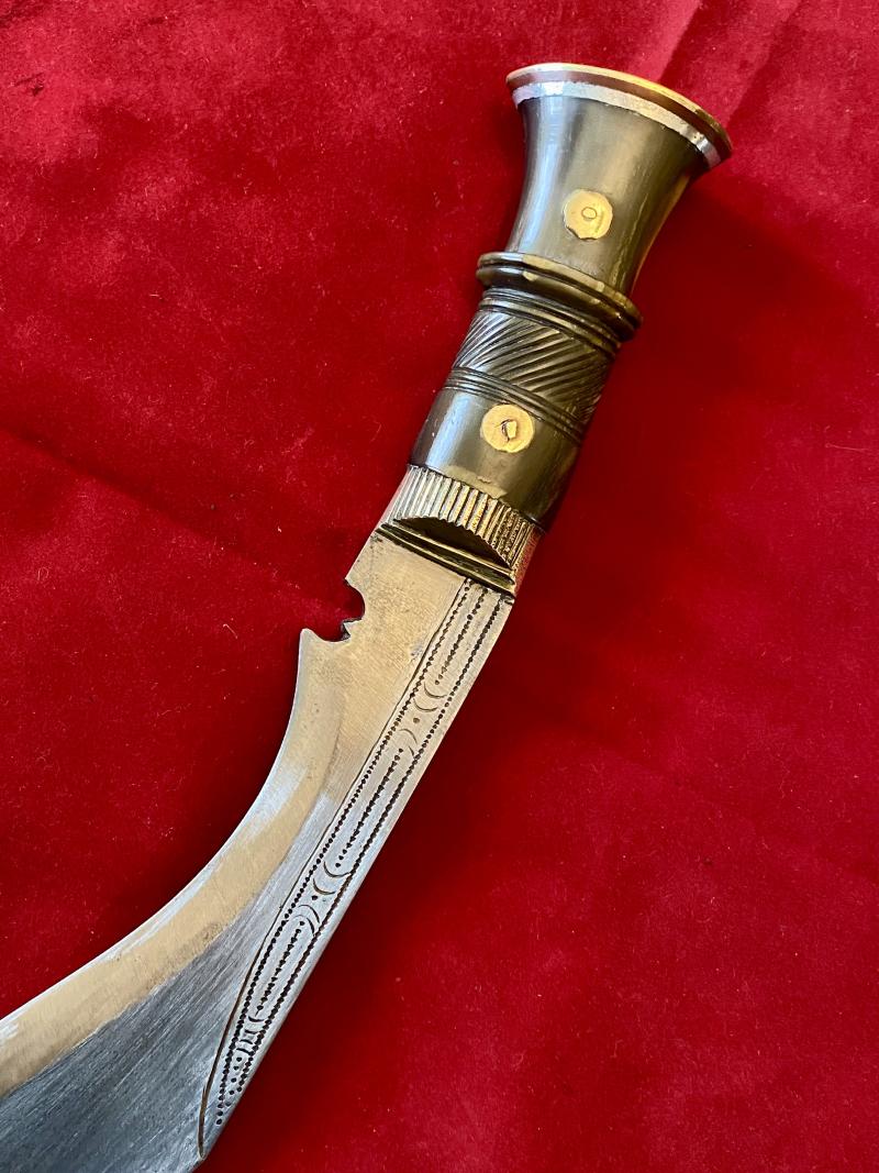 Fine WW2 “Bring Back” Burma Kukri Knife with Carved Horn Grip c1945