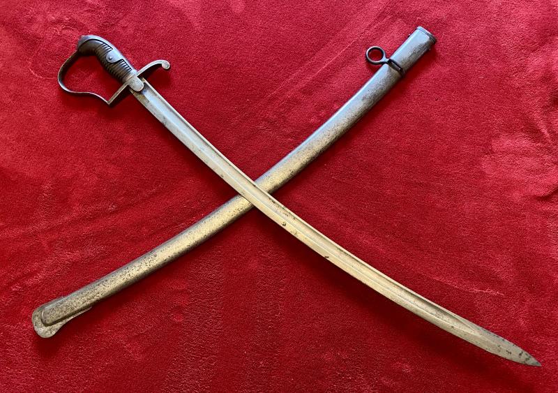 WW1 1915 Imperial Prussian M1873 Artillery Sabre Sword with Steel Scabbard by WKC Solingen