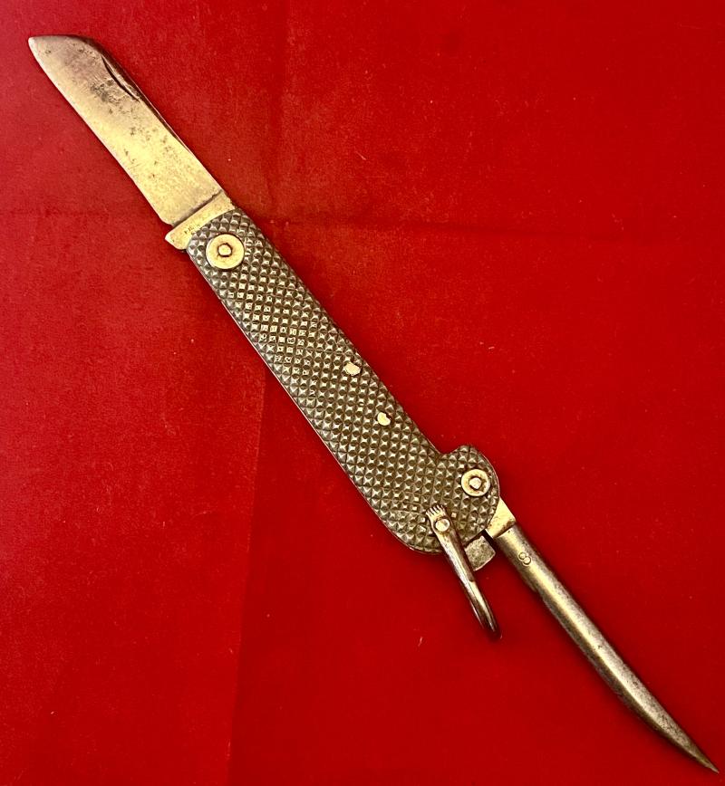 WW2 Period Royal Navy Admiralty Pattern 301B Alloy Scales Clasp Knife by Harrison Fisher & Co Ltd of Sheffield – Named to C. Clayton