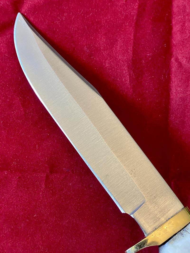 Mint Bowie Knife with 6” Steel Blade Stag Antler Handle and Custom made Leather Sheath