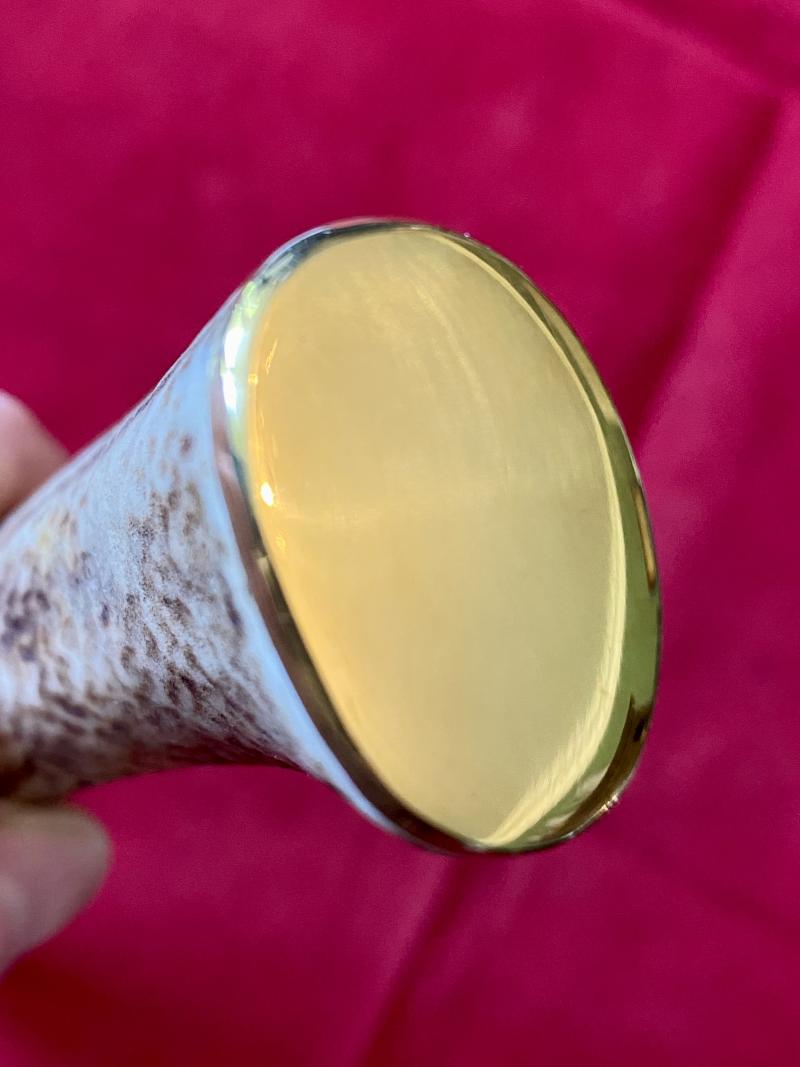 Mint Bowie Knife with 6” Steel Blade Stag Antler Handle and Custom made Leather Sheath