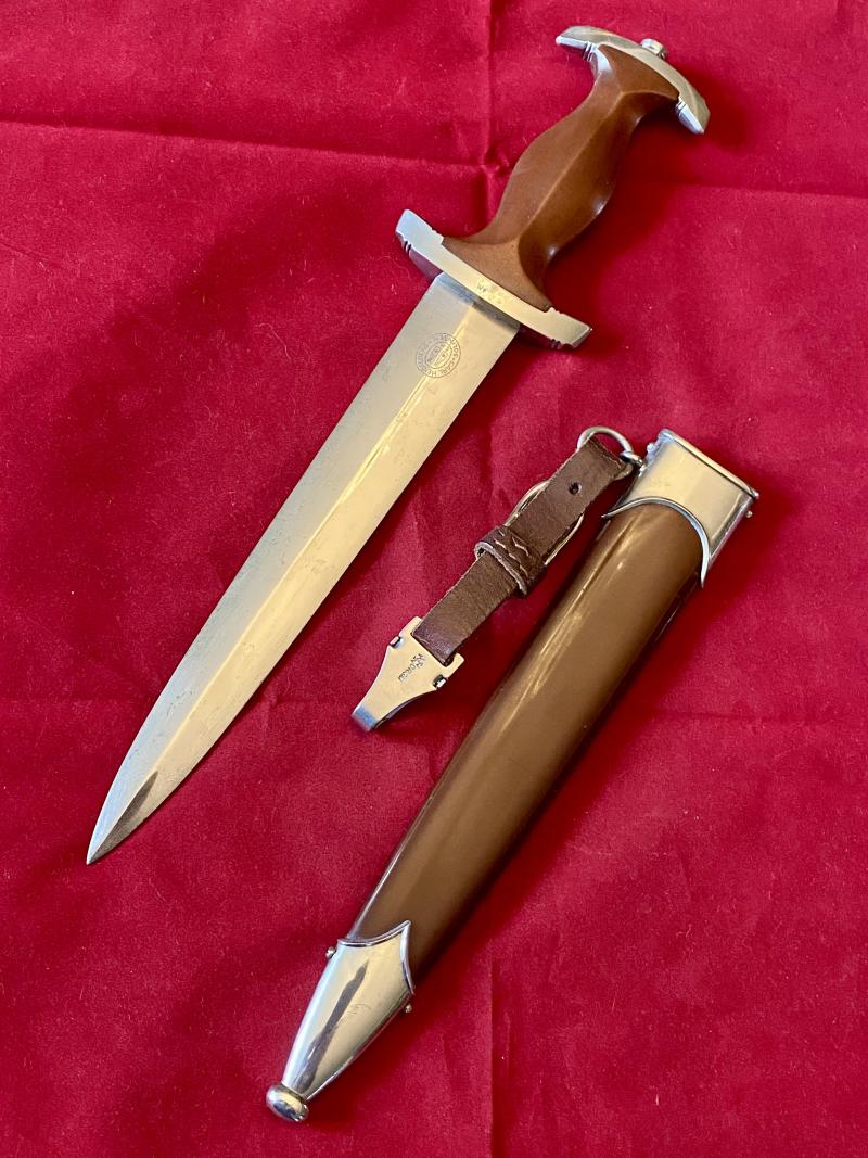 Near Mint WW2 German SA Dagger by the Scarce Maker CARL HEIDELBERG of Solingen, with Original Hanger by Assmann