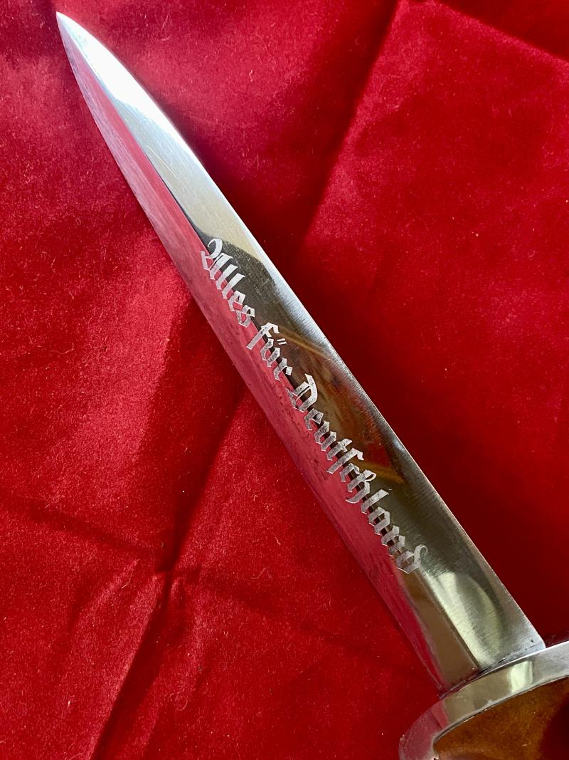 Near Mint WW2 German SA Dagger by the Scarce Maker CARL HEIDELBERG of Solingen, with Original Hanger by Assmann