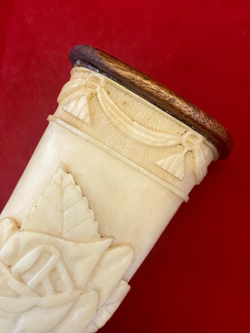 Stunning Pair of WW1 German POW 8” Cow Shinbones Carved with Roses - KNOCKALOE -I.O.M. “Legs of Man”