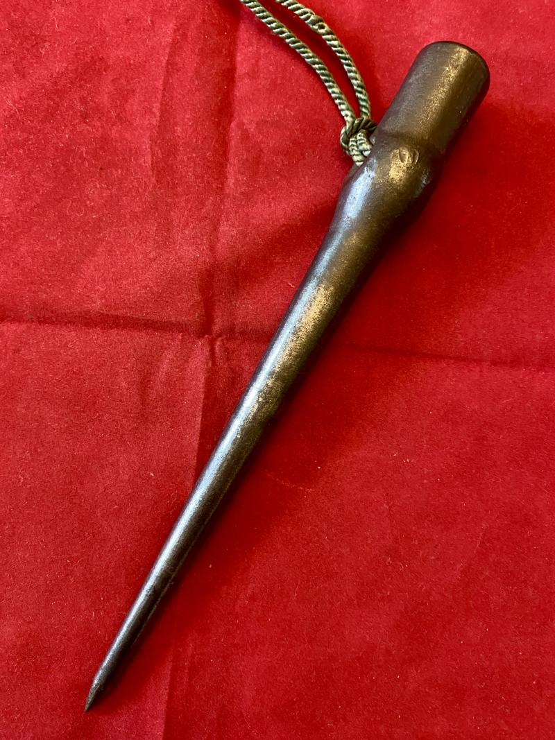 Unusual British Royal Navy “Ropework Set” Consisting of a Deck Knife and Marlin Spike with a hard Buff Leather Sheath c1979