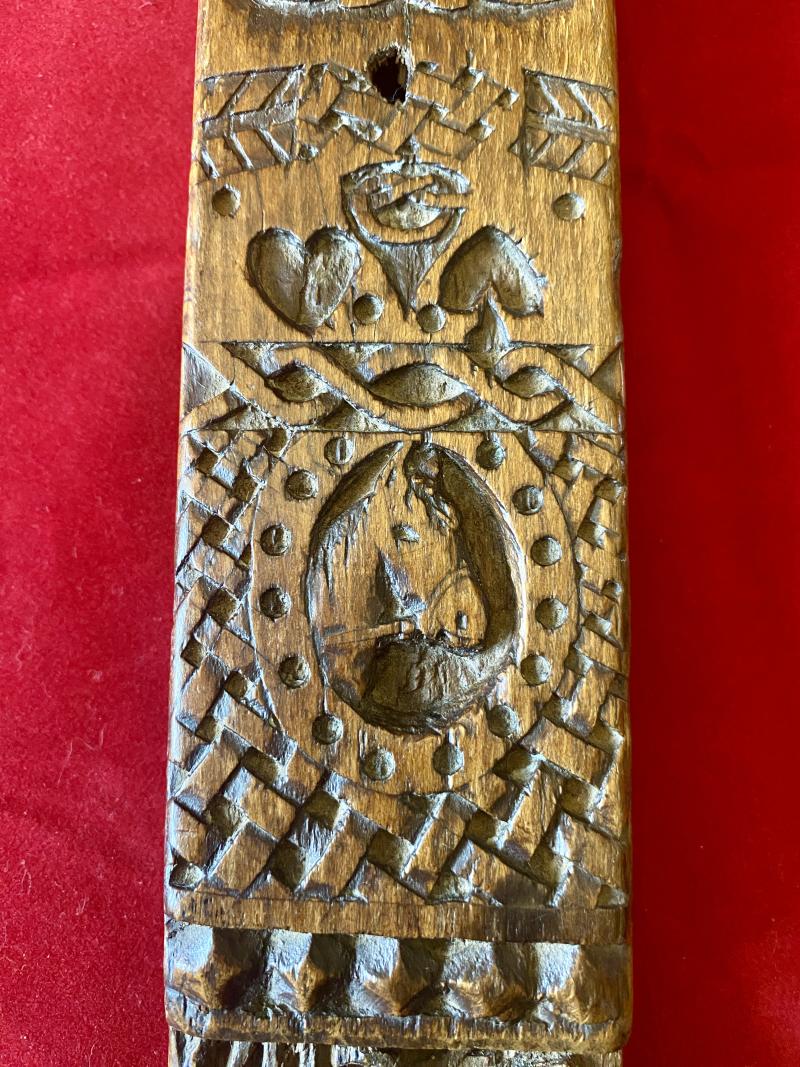 Unique WW2 British POW Hand Carved Wooden “Arm of a Chair” linked to the Royal Artillery