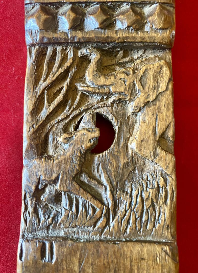 Unique WW2 British POW Hand Carved Wooden “Arm of a Chair” linked to the Royal Artillery